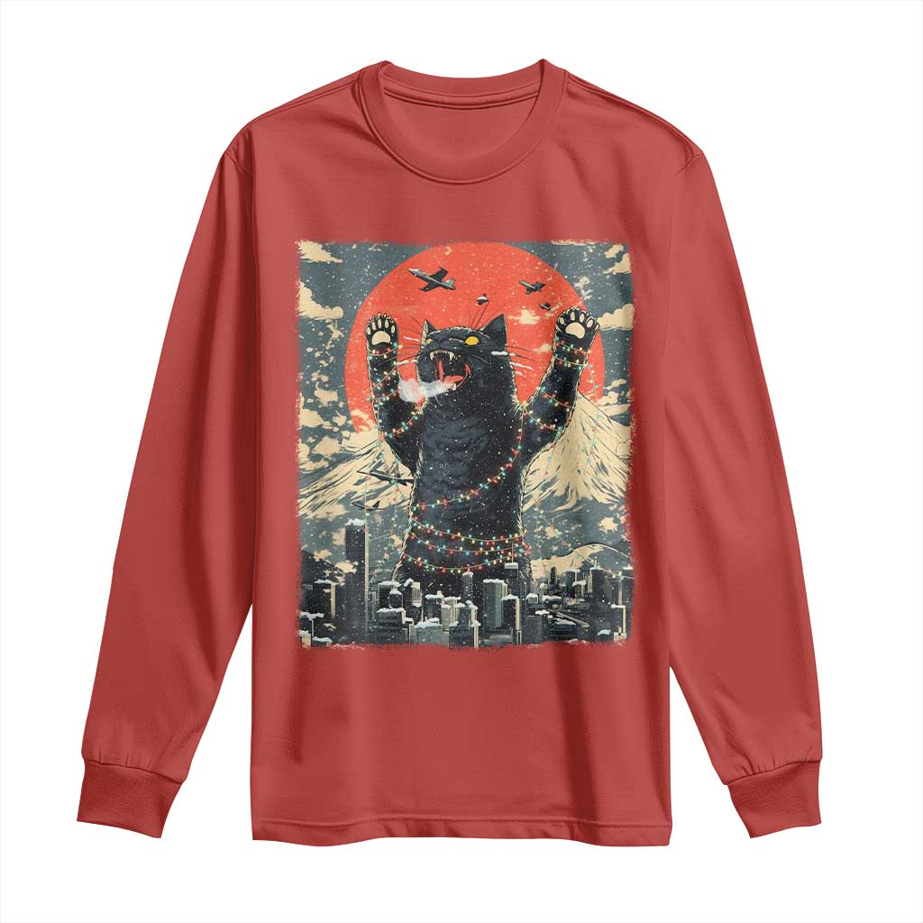 Japanese Cat Christmas Long Sleeve Shirt Funny Kitten Kitty Cat Lover TS14 Red Print Your Wear
