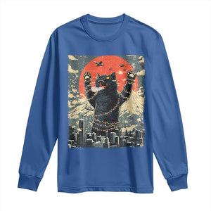Japanese Cat Christmas Long Sleeve Shirt Funny Kitten Kitty Cat Lover TS14 Royal Blue Print Your Wear