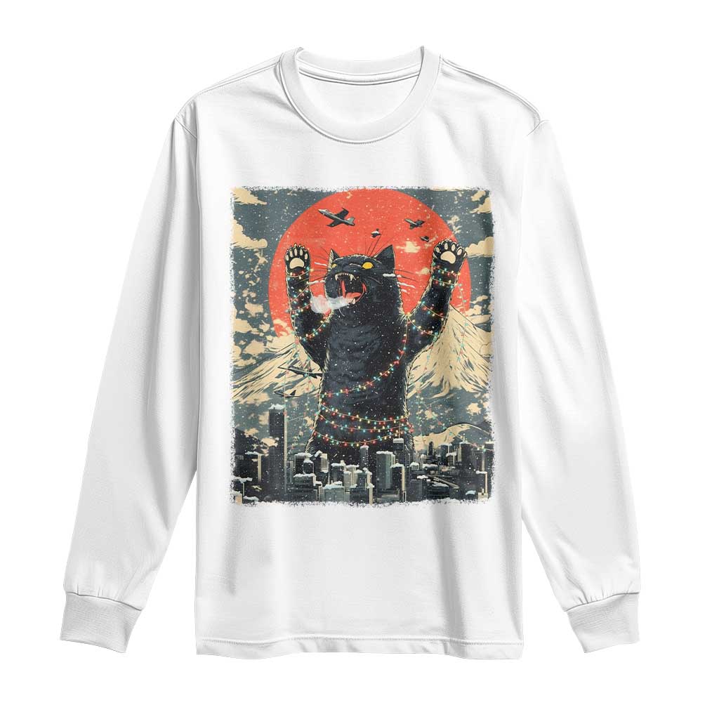 Japanese Cat Christmas Long Sleeve Shirt Funny Kitten Kitty Cat Lover TS14 White Print Your Wear