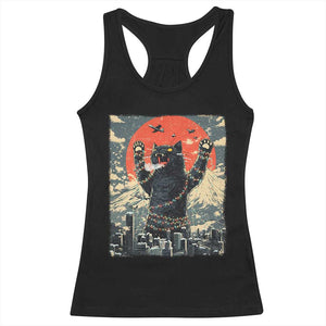 Japanese Cat Christmas Racerback Tank Top Funny Kitten Kitty Cat Lover TS14 Black Print Your Wear