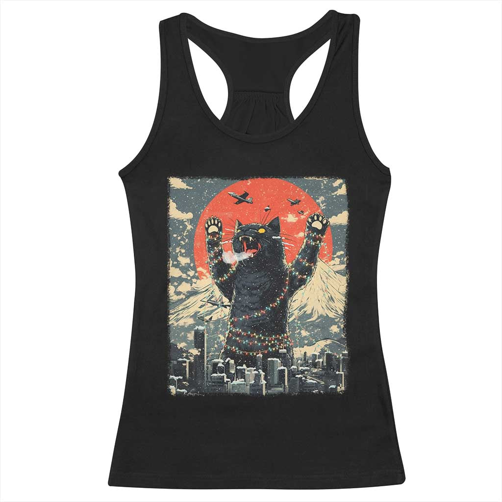 Japanese Cat Christmas Racerback Tank Top Funny Kitten Kitty Cat Lover TS14 Black Print Your Wear