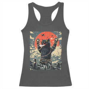 Japanese Cat Christmas Racerback Tank Top Funny Kitten Kitty Cat Lover TS14 Dark Heather Print Your Wear