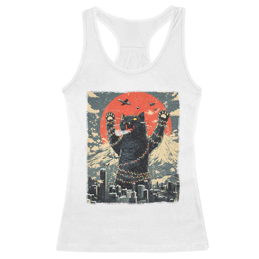 Japanese Cat Christmas Racerback Tank Top Funny Kitten Kitty Cat Lover TS14 White Print Your Wear