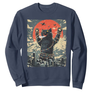 Japanese Cat Christmas Sweatshirt Funny Kitten Kitty Cat Lover TS14 Navy Print Your Wear