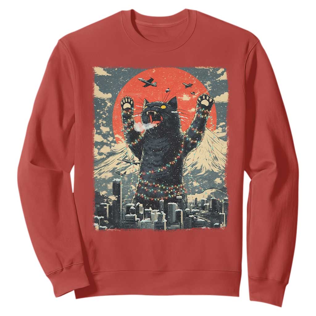 Japanese Cat Christmas Sweatshirt Funny Kitten Kitty Cat Lover TS14 Red Print Your Wear