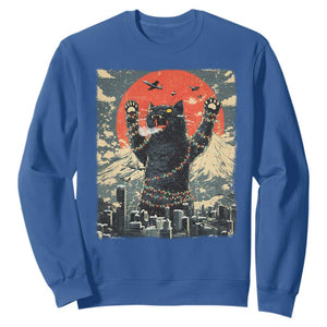 Japanese Cat Christmas Sweatshirt Funny Kitten Kitty Cat Lover TS14 Royal Blue Print Your Wear