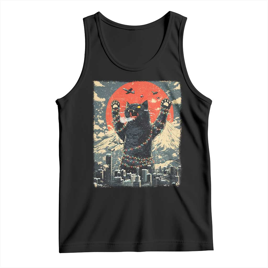 Japanese Cat Christmas Tank Top Funny Kitten Kitty Cat Lover TS14 Black Print Your Wear