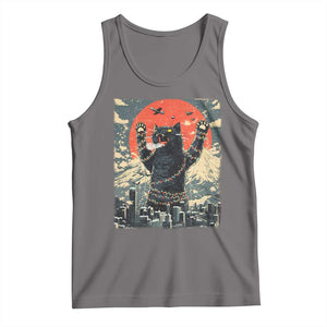 Japanese Cat Christmas Tank Top Funny Kitten Kitty Cat Lover TS14 Deep Heather Print Your Wear