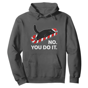 Funny Lazy Cat Christmas Hoodie No You Do It TS14 Dark Heather Print Your Wear