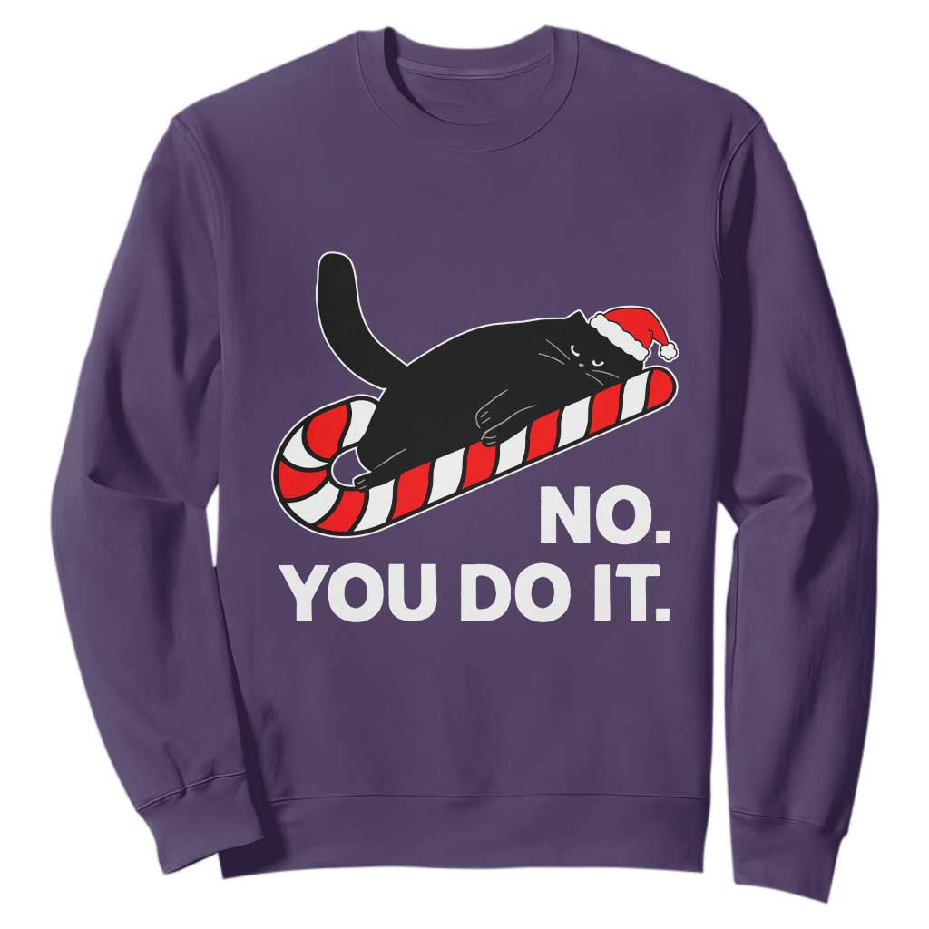 Funny Lazy Cat Christmas Sweatshirt No You Do It TS14 Purple Print Your Wear