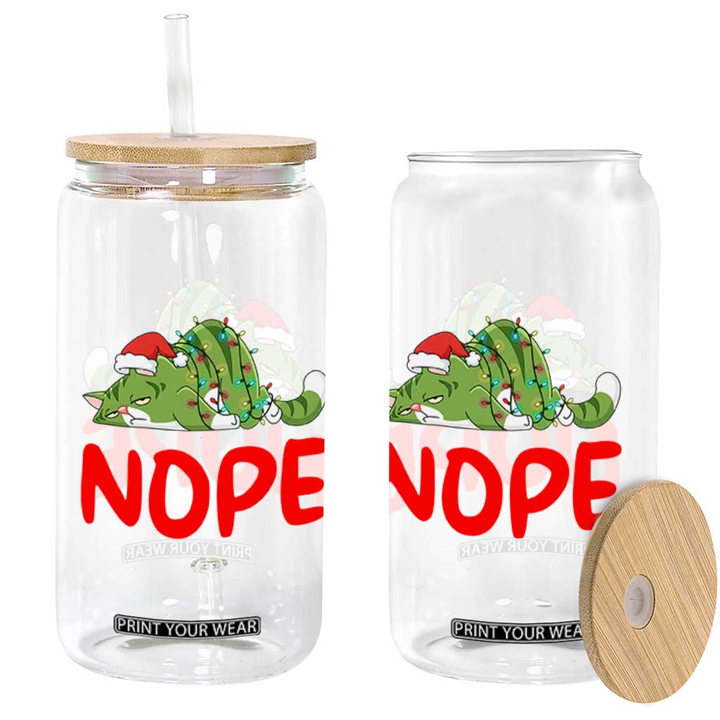 Funny Lazy Cat Christmas Glass Can Nope Not Today TS14 Print Your Wear