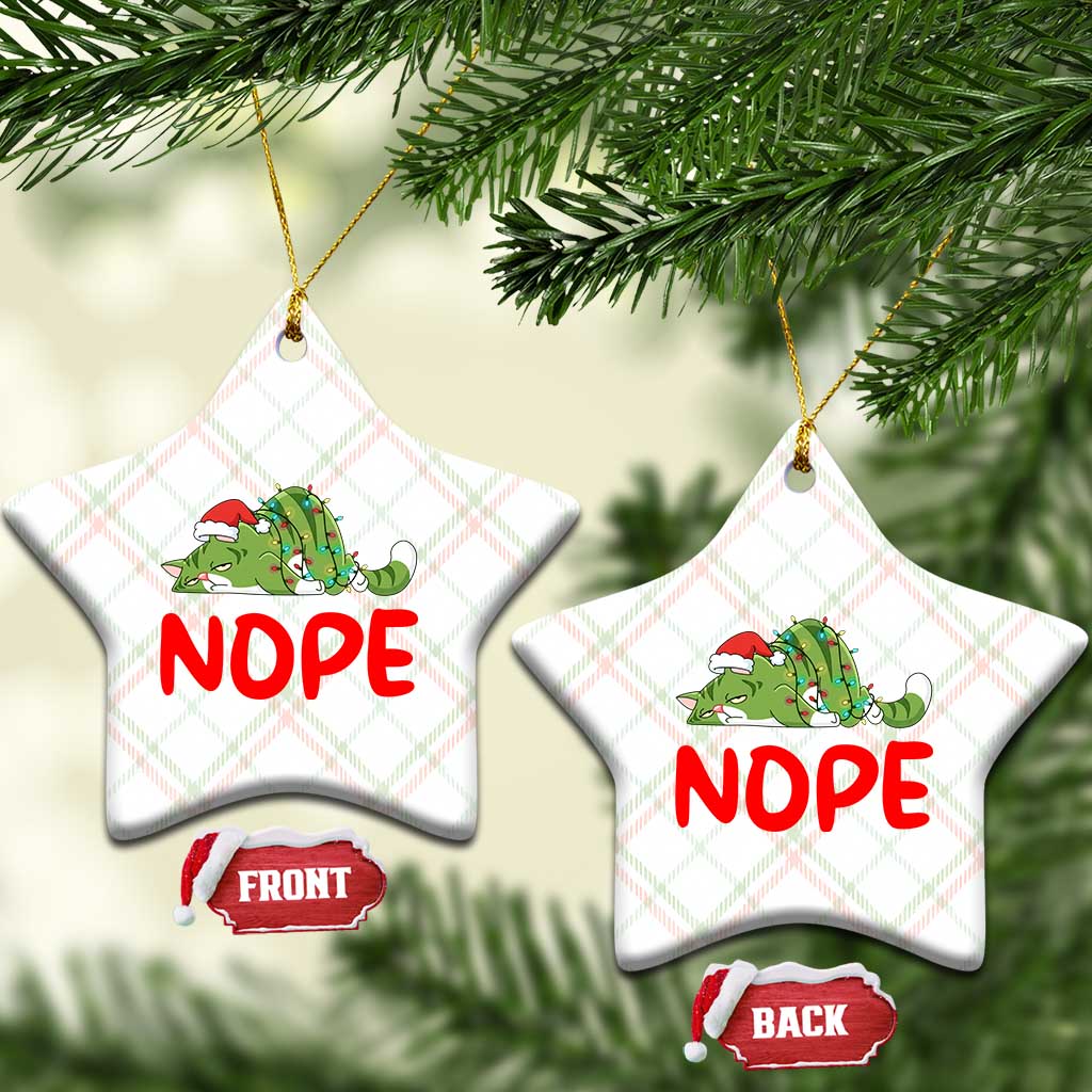 Funny Lazy Cat Christmas Ceramic Ornament Nope Not Today TS14 Print Your Wear