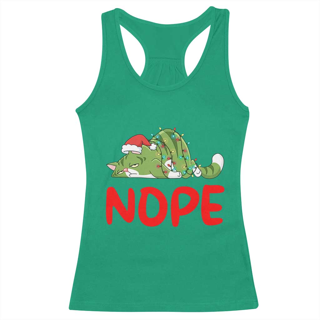 Funny Lazy Cat Christmas Racerback Tank Top Nope Not Today TS14 Irish Green Print Your Wear