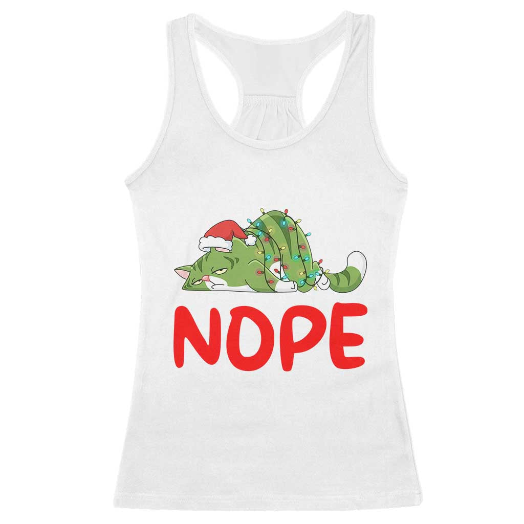 Funny Lazy Cat Christmas Racerback Tank Top Nope Not Today TS14 White Print Your Wear