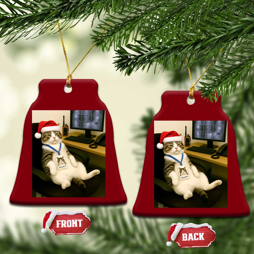 Funny Cat Christmas Ceramic Ornament Night Time Security Guard TS14 Print Your Wear