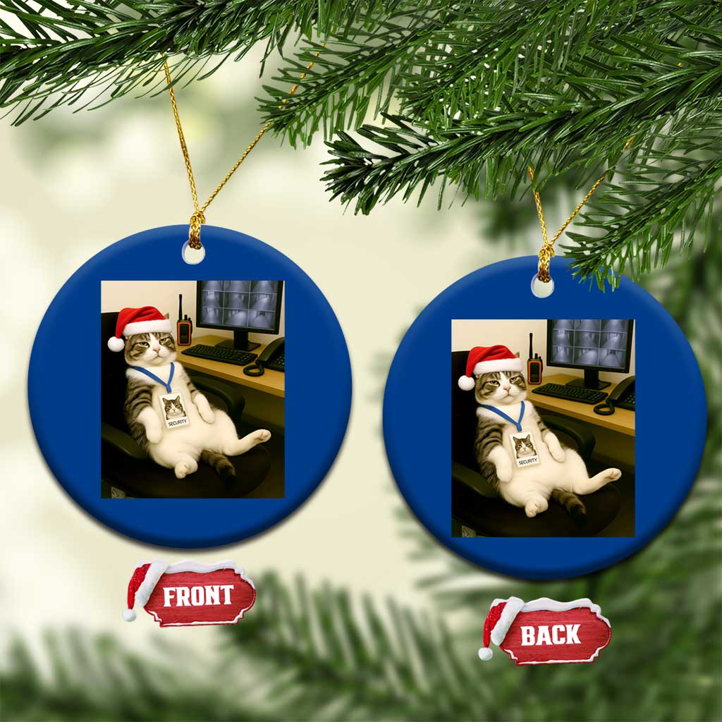 Funny Cat Christmas Ceramic Ornament Night Time Security Guard TS14 1pc Blue Print Your Wear