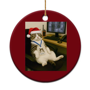 Funny Cat Christmas Ceramic Ornament Night Time Security Guard TS14 1pc Red Print Your Wear