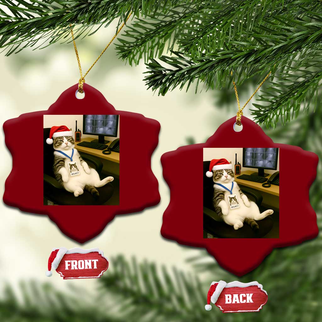 Funny Cat Christmas Ceramic Ornament Night Time Security Guard TS14 Print Your Wear