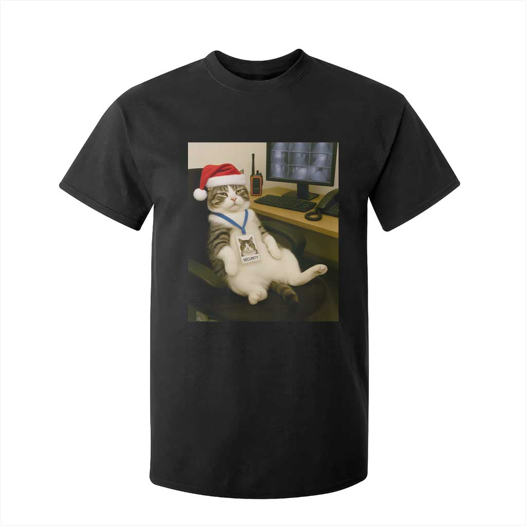 Funny Cat Christmas T Shirt For Kid Night Time Security Guard TS14 Black Print Your Wear