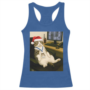 Funny Cat Christmas Racerback Tank Top Night Time Security Guard TS14 Royal Blue Print Your Wear