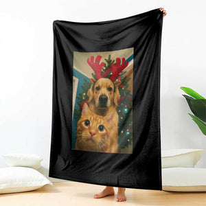 Funny Cat With Dog Selfie Christmas Throw Blanket Pet Lover Xmas Gift TS14 Print Your Wear