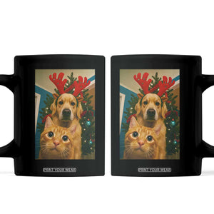 Funny Cat With Dog Selfie Christmas Coffee Mug Pet Lover Xmas Gift TS14 Black Print Your Wear