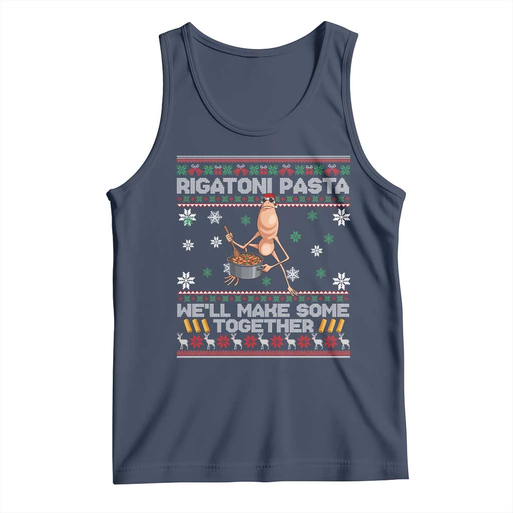 Marcus The Worm Christmas Meme Tank Top Rigatoni Pasta We Will Make Some Together TS14 Navy Print Your Wear