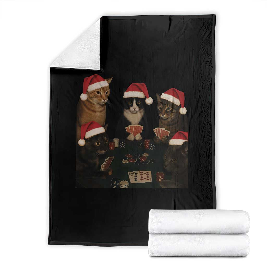Poker Cats Christmas Meme Shirt Throw Blanket Funny Gambling Cat TS14 Black Print Your Wear