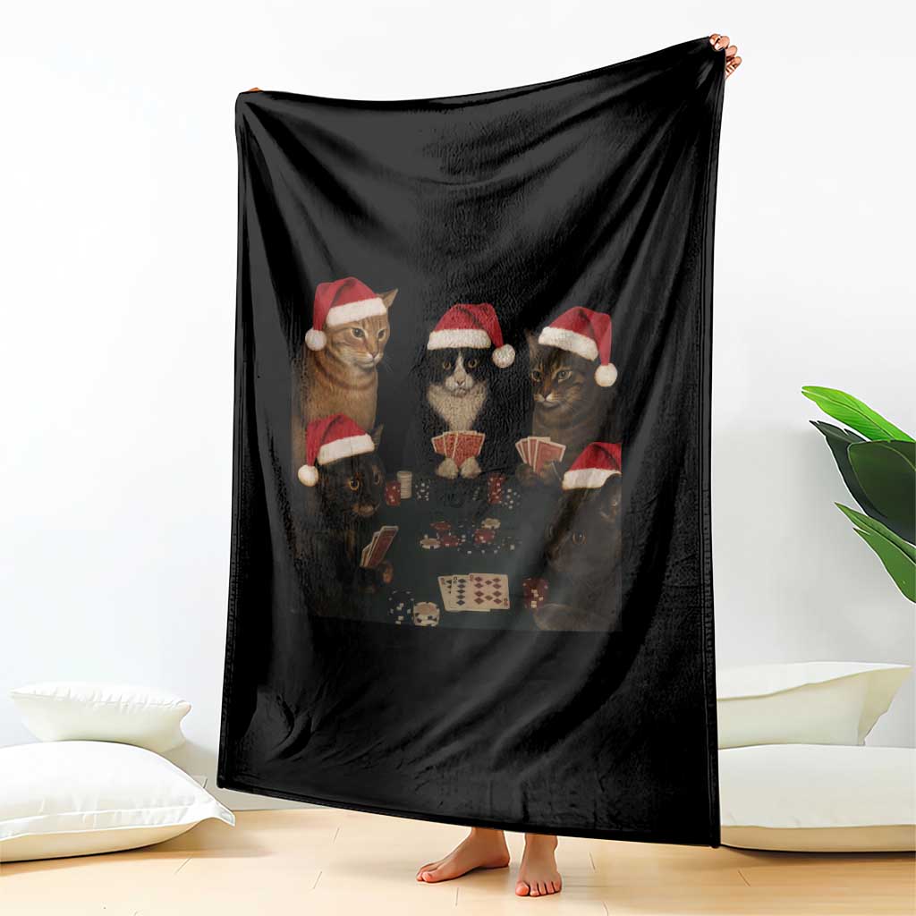 Poker Cats Christmas Meme Shirt Throw Blanket Funny Gambling Cat TS14 Print Your Wear