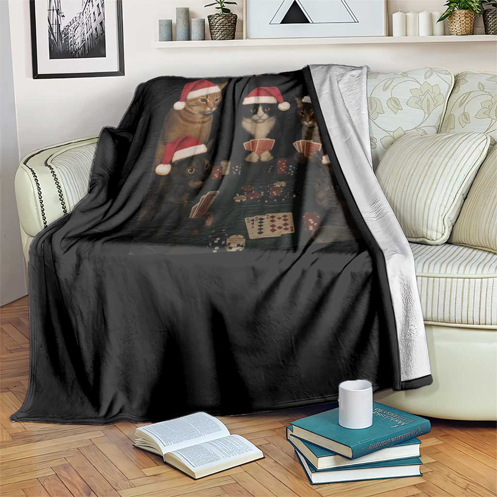 Poker Cats Christmas Meme Shirt Throw Blanket Funny Gambling Cat TS14 Print Your Wear