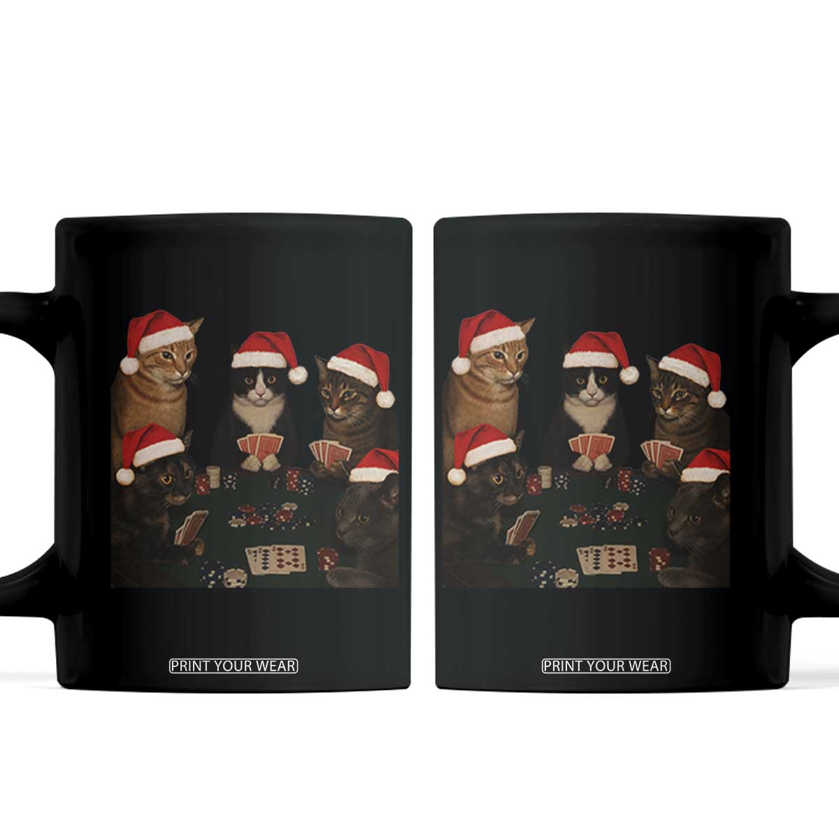 Poker Cats Christmas Meme Shirt Coffee Mug Funny Gambling Cat TS14 Black Print Your Wear