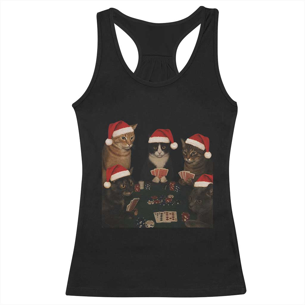 Poker Cats Christmas Meme Shirt Racerback Tank Top Funny Gambling Cat TS14 Black Print Your Wear