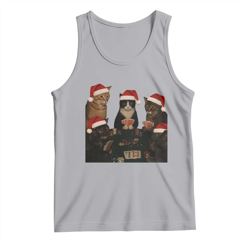 Poker Cats Christmas Meme Shirt Tank Top Funny Gambling Cat TS14 Athletic Heather Print Your Wear