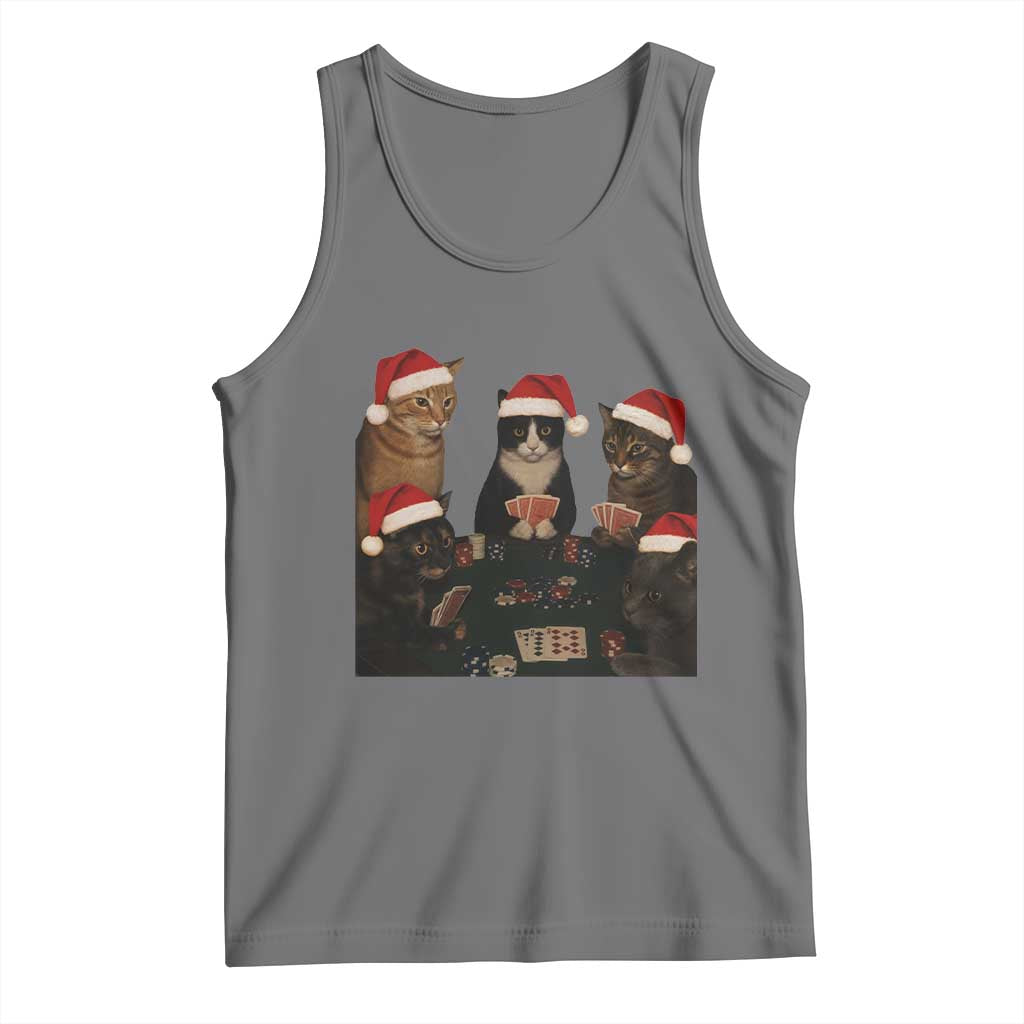 Poker Cats Christmas Meme Shirt Tank Top Funny Gambling Cat TS14 Black Heather Print Your Wear