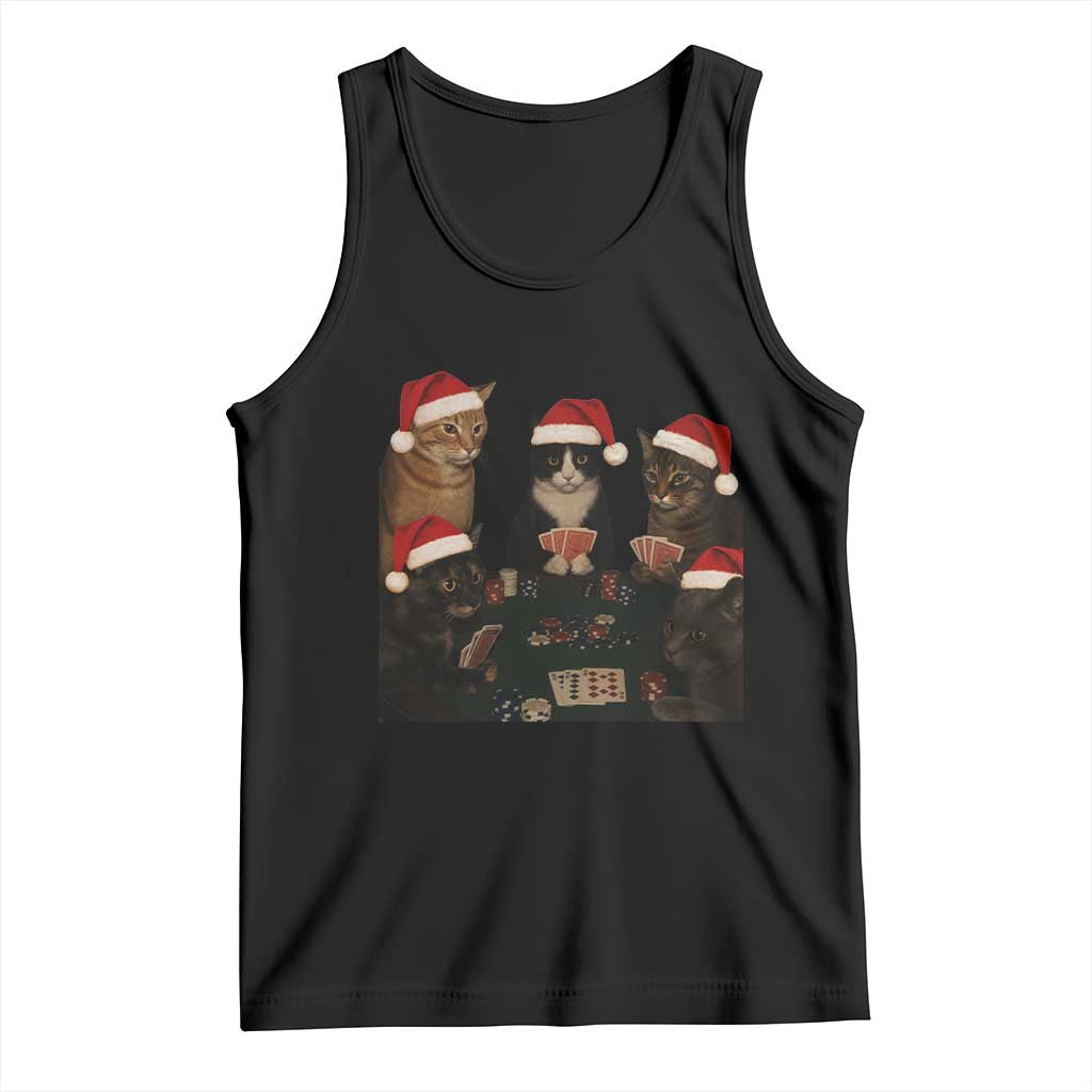 Poker Cats Christmas Meme Shirt Tank Top Funny Gambling Cat TS14 Black Print Your Wear