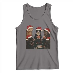 Poker Cats Christmas Meme Shirt Tank Top Funny Gambling Cat TS14 Deep Heather Print Your Wear