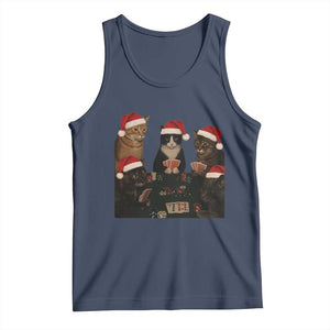 Poker Cats Christmas Meme Shirt Tank Top Funny Gambling Cat TS14 Navy Print Your Wear