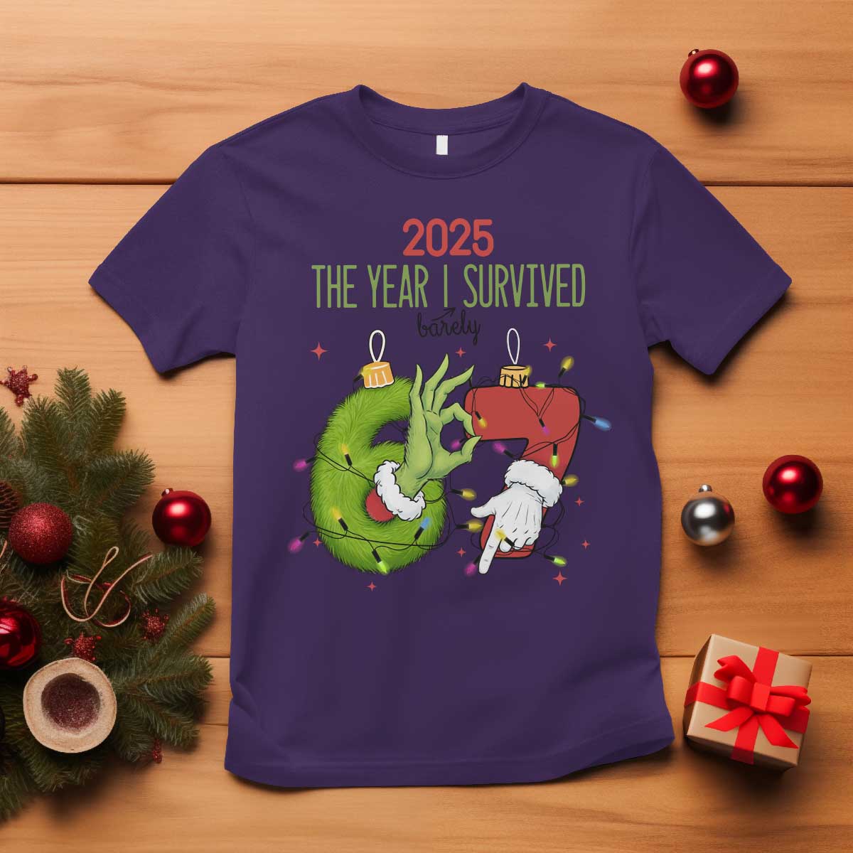 The Year I Survived 67 Six Seven Christmas Meme T Shirt TS14 Purple Print Your Wear