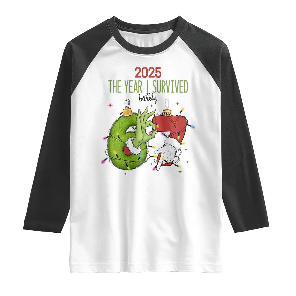 The Year I Survived 67 Six Seven Christmas Meme Raglan Shirt TS14 White Black Print Your Wear
