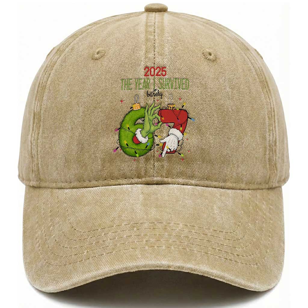 The Year I Survived 67 Six Seven Christmas Meme Washed Cotton Baseball Cap TS14 Washed Cap Universal Fit Khaki Print Your Wear