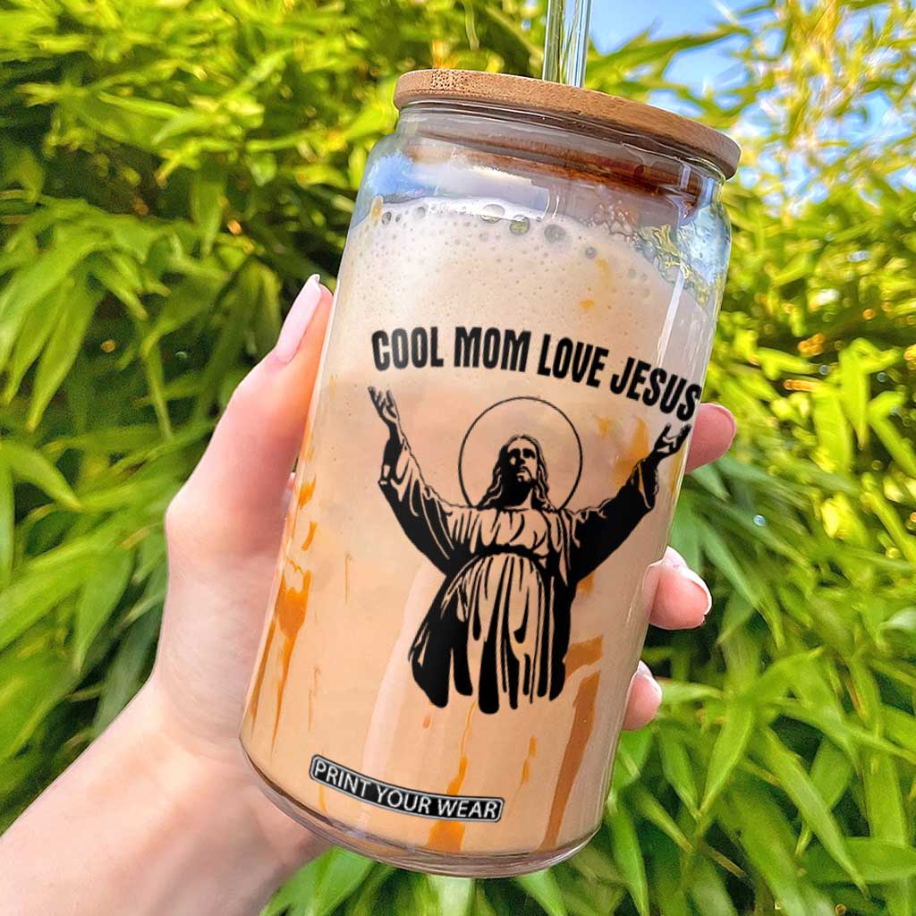 Christian Mom Faith Glass Can Cool Mom Love Jesus TS14 White Print Your Wear