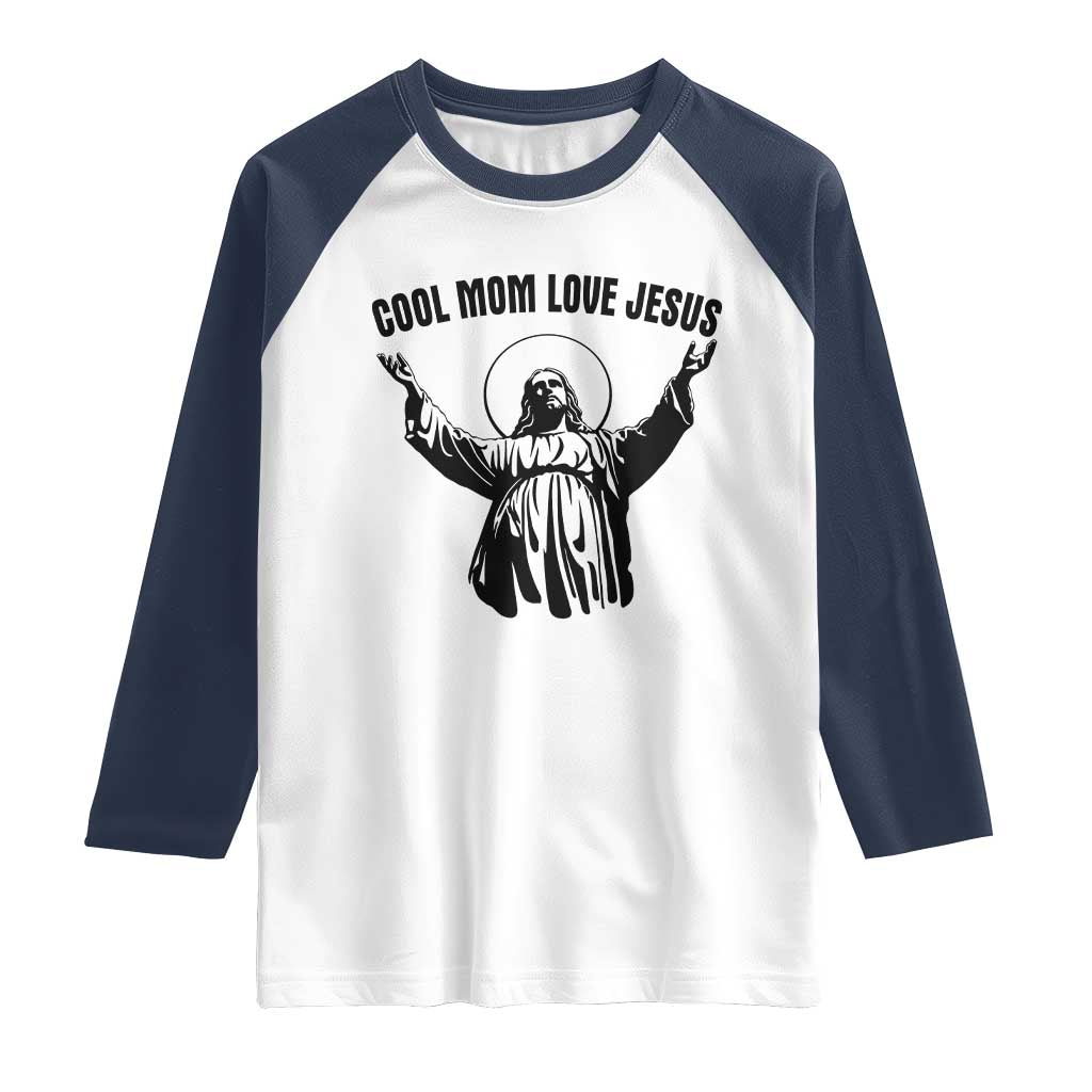 Christian Mom Faith Raglan Shirt Cool Mom Love Jesus TS14 White Navy Print Your Wear