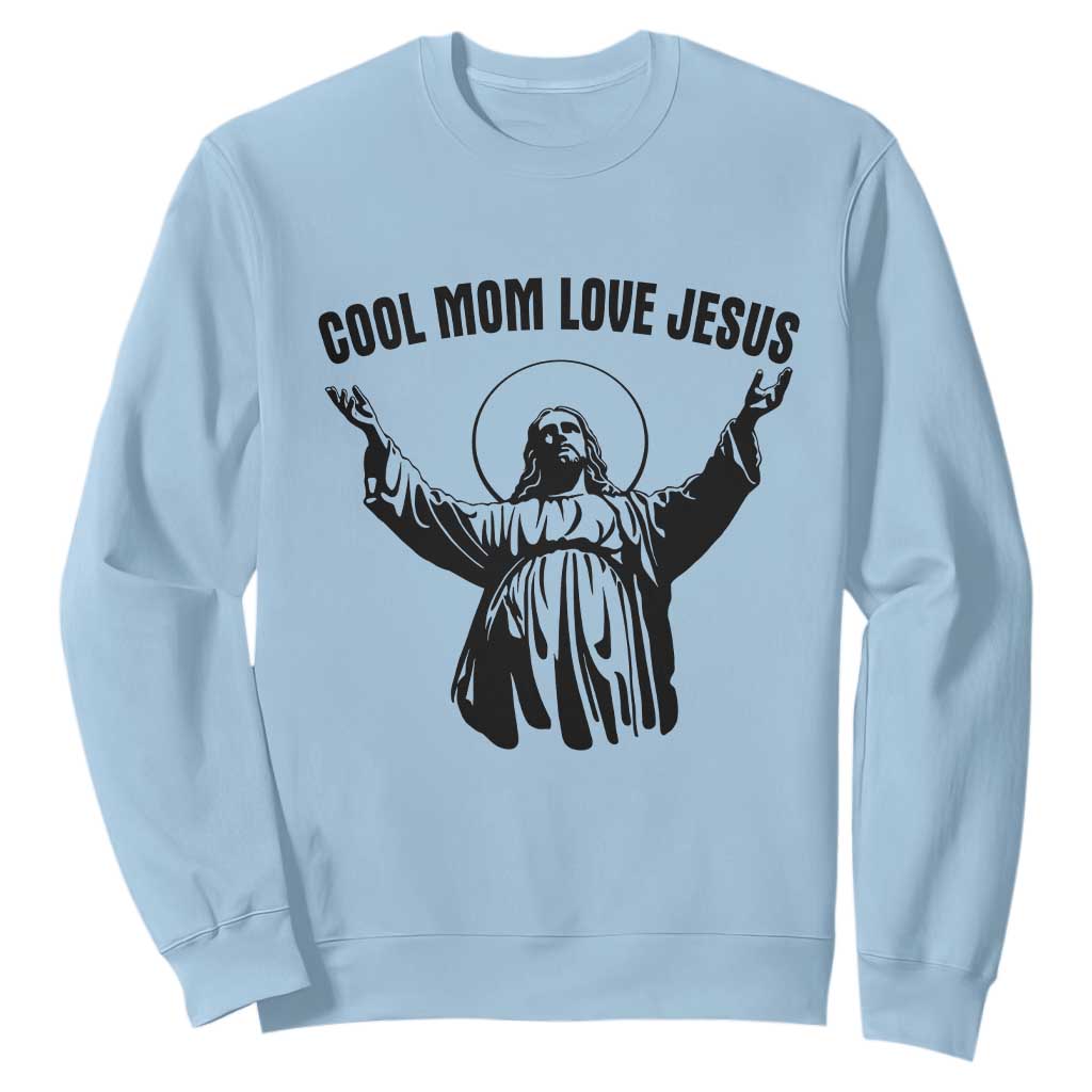 Christian Mom Faith Sweatshirt Cool Mom Love Jesus TS14 Light Blue Print Your Wear