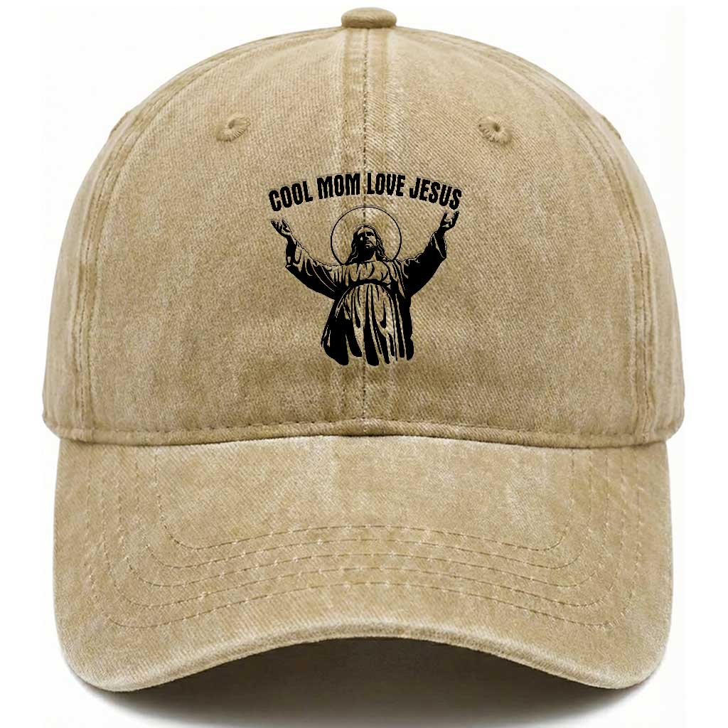 Christian Mom Faith Washed Cotton Baseball Cap Cool Mom Love Jesus TS14 Washed Cap Universal Fit Khaki Print Your Wear