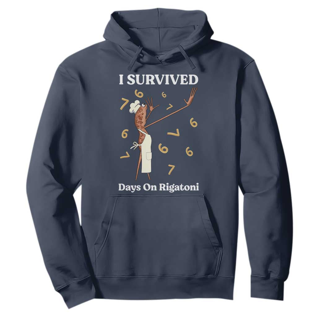 Marcus The Worm Meme Hoodie I Survived 67 Days On Rigatoni TS14 Navy Print Your Wear