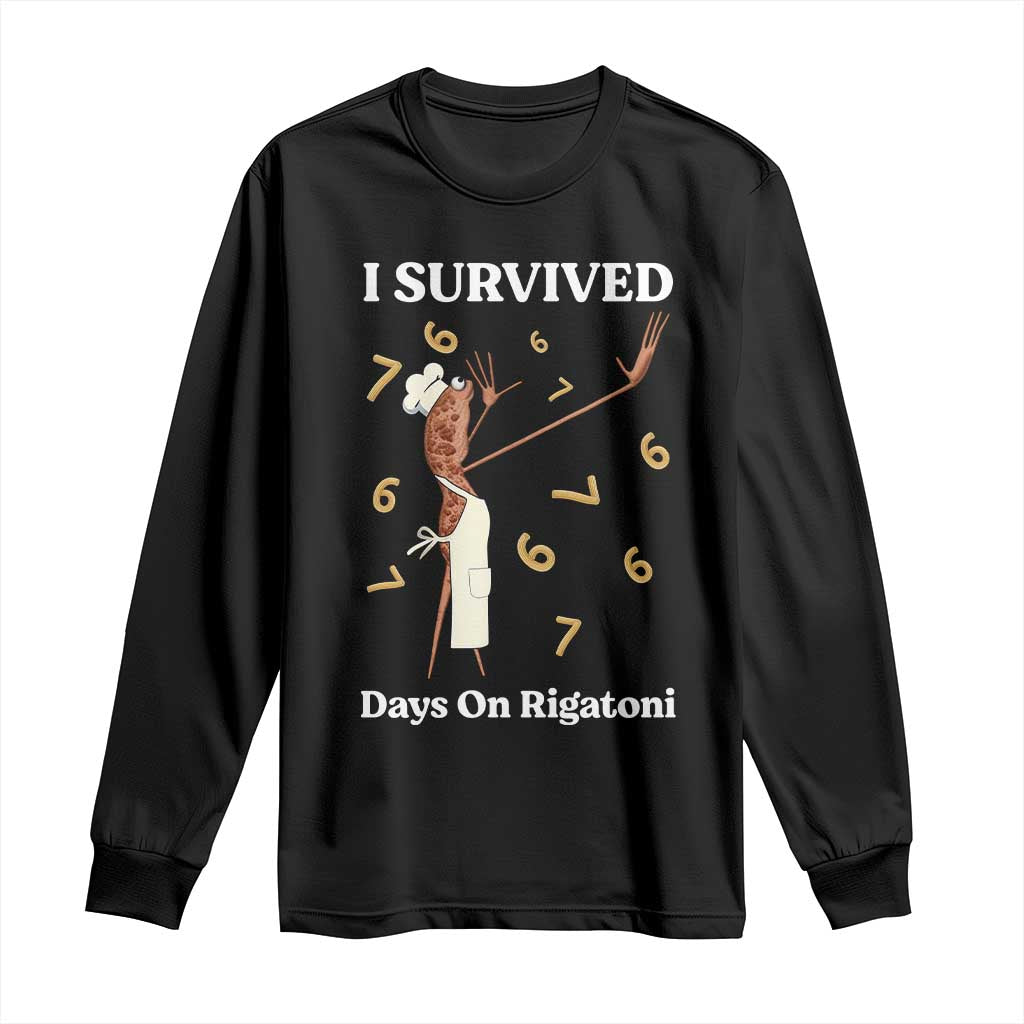 Marcus The Worm Meme Long Sleeve Shirt I Survived 67 Days On Rigatoni TS14 Black Print Your Wear