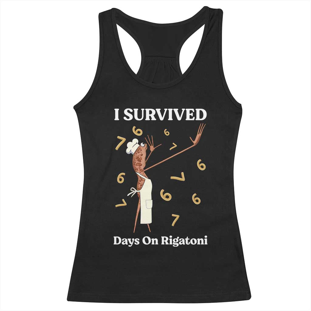 Marcus The Worm Meme Racerback Tank Top I Survived 67 Days On Rigatoni TS14 Black Print Your Wear