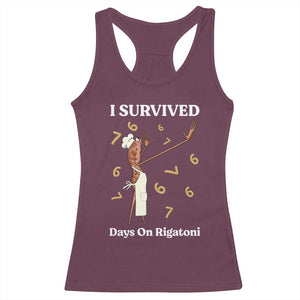 Marcus The Worm Meme Racerback Tank Top I Survived 67 Days On Rigatoni TS14 Maroon Print Your Wear