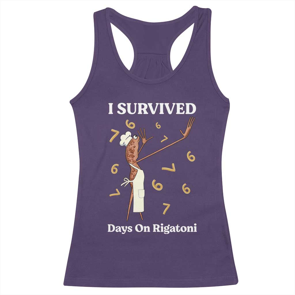 Marcus The Worm Meme Racerback Tank Top I Survived 67 Days On Rigatoni TS14 Purple Print Your Wear
