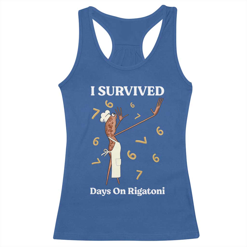 Marcus The Worm Meme Racerback Tank Top I Survived 67 Days On Rigatoni TS14 Royal Blue Print Your Wear
